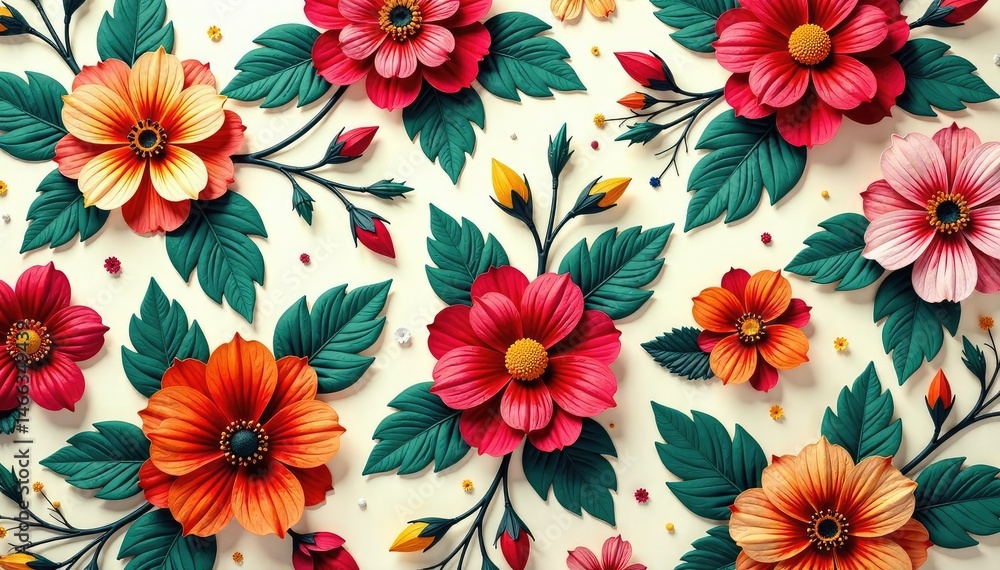 Intricate floral textile design, repeating seamlessly , seamless, summer, endless Intricate floral textile design, repeating seamlessly , seamless, summer, endless