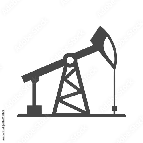 Oil Rig Silhouette Vector Logo Design.