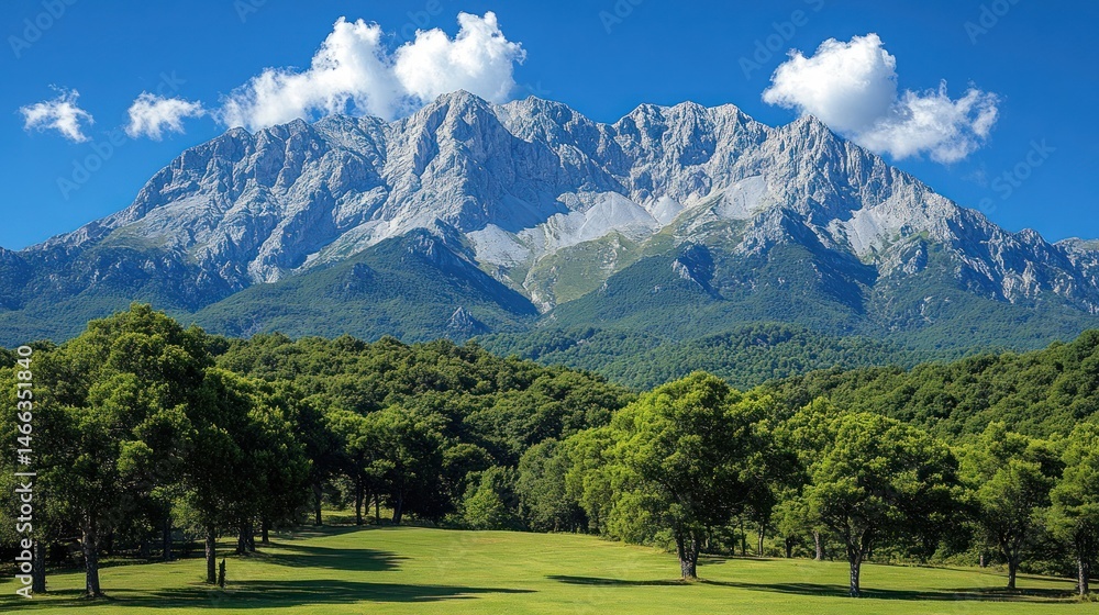 Obraz premium Majestic Mountain Vista: A Serene Landscape in Summer