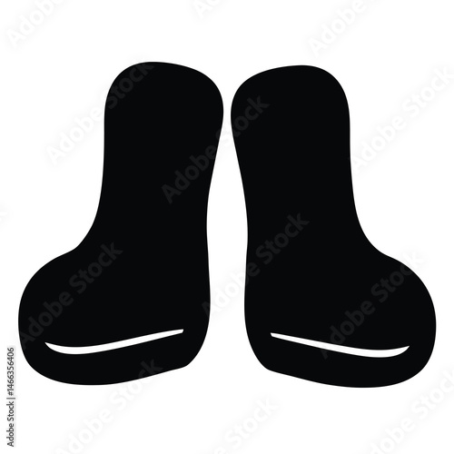  footwear vector silhouette icon, black and white illustration of footwear.