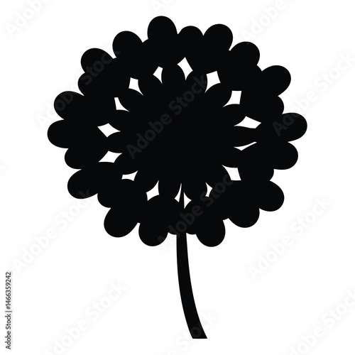 Black and white illustration of allium , flower silhouette vector designs.