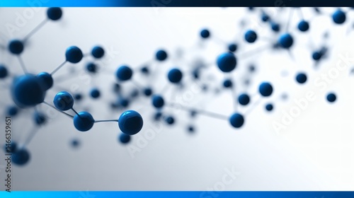 Obraz na płótnie Blue molecule structure on white background, Scientific 3D network model, Concept image for research or biotechnology use w salonie