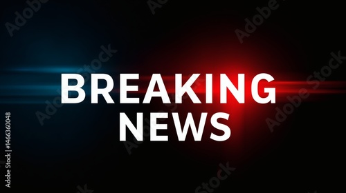 Obraz na płótnie Breaking news with red and blue flare lights, News flash visual with glowing effects, Suitable for media or live coverage themes w salonie