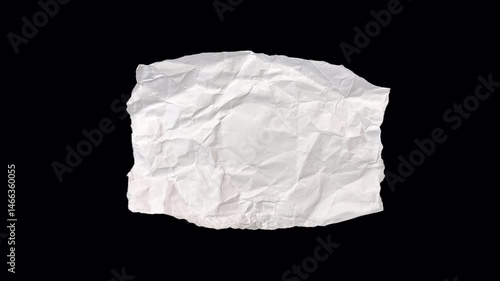 Handmade paper clean - crumples and unfolds in a seamless stop-motion. Textured, organic, ideal for backgrounds, design overlays, craft visuals, transparent alpha channel bg, Style 5- rectangle shape