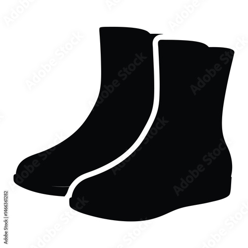 ankle boots vector silhouette icon, black and white illustration of footwear.