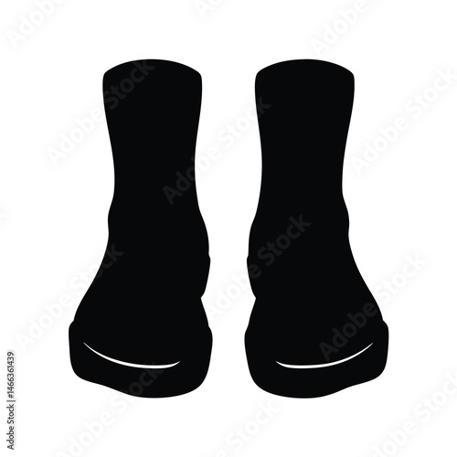 ankle boots vector silhouette icon, black and white illustration of footwear.