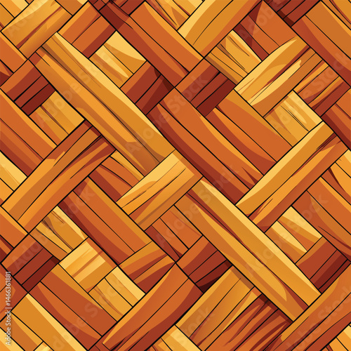 Close-up of a diagonal parquet floor made of wooden planks