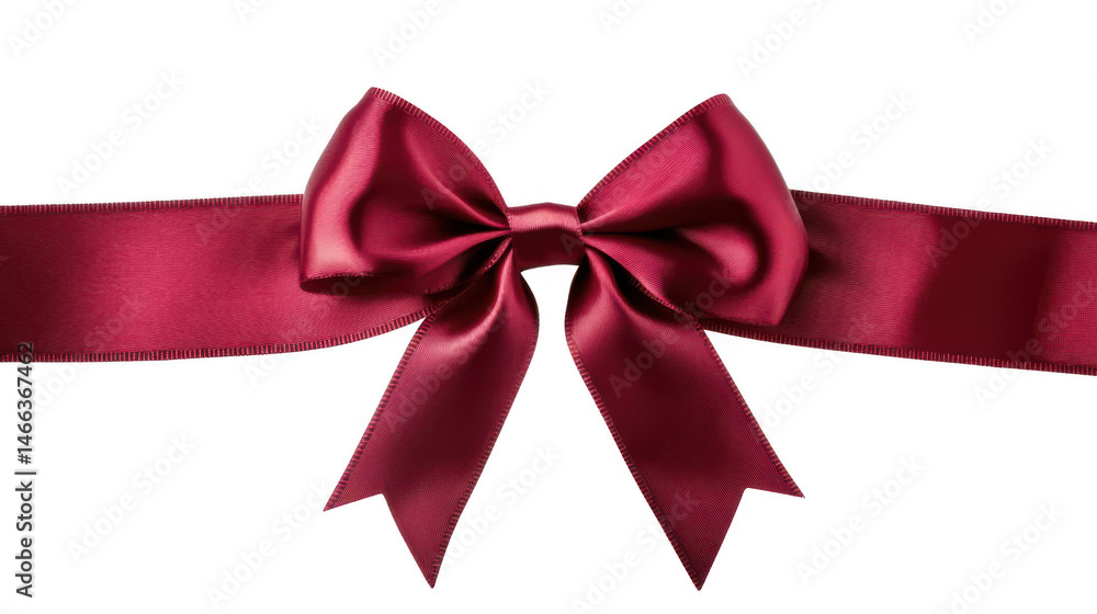 Fototapeta premium Elegant Burgundy Ribbon Bow Tied Around a Smooth Strip, Perfect