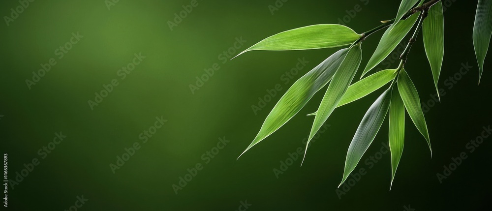Fototapeta premium A leafy green background with a single leaf in the foreground