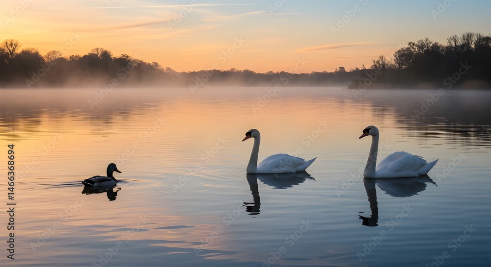 Fototapeta premium swans on the lake