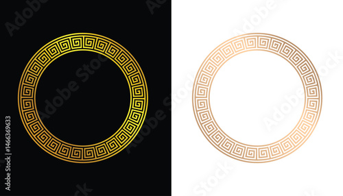 Beautiful ancient greek tree and circle vector image logo in gold color which is cool and amazing for design purposes with black and white background