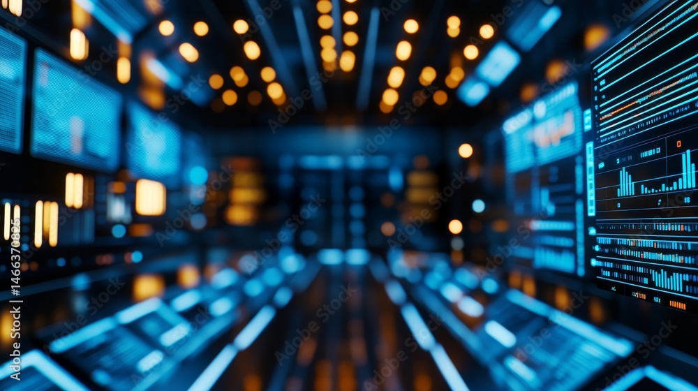 Artificial intelligence in business risk management concept. Futuristic digital interface with glowing panels and data displays. Artificial intelligence in business risk management concept. Futuristic digital interface with glowing panels and data displays.