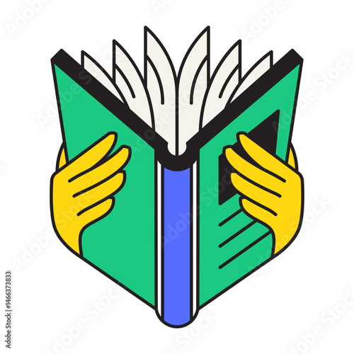 Flat Reading Icon, Book and Study Concept