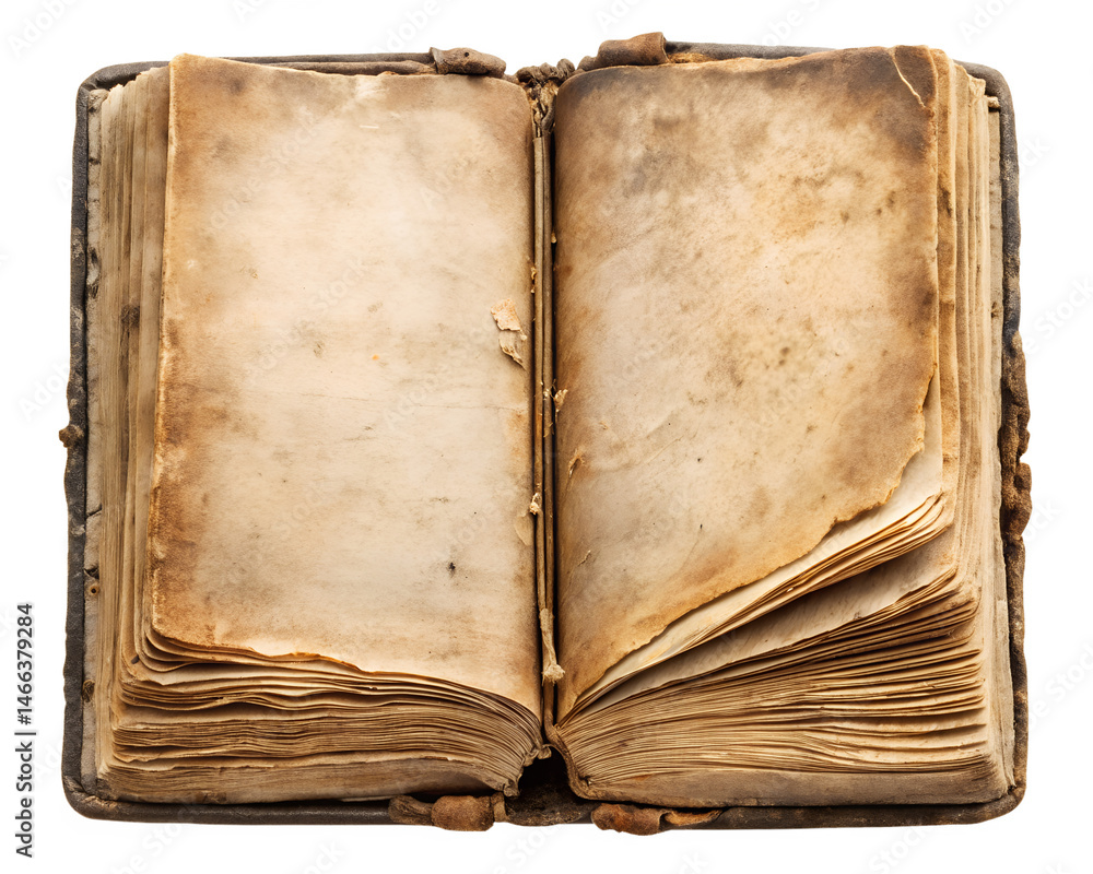 Fototapeta premium open old book isolated on white background . File type PNG Transparent available.
