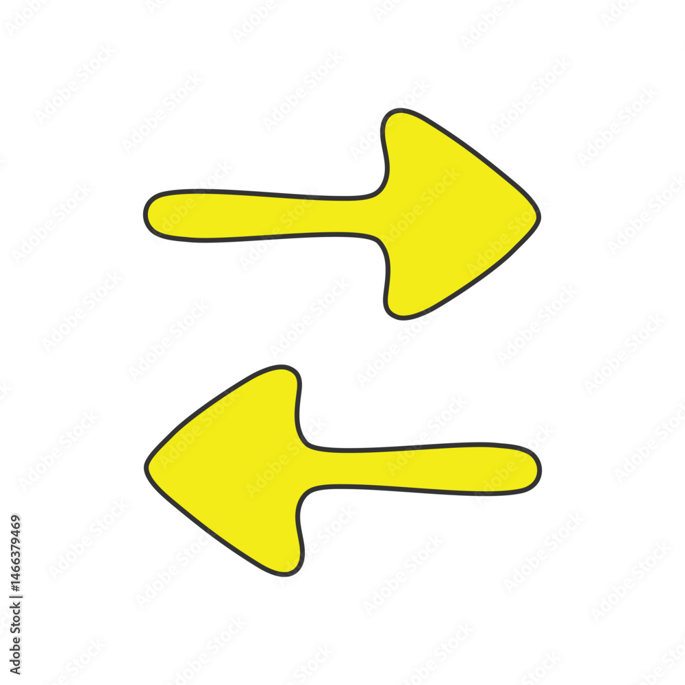 Set of yellow outline arrow icon isolated flat style design. Set of yellow outline arrow icon isolated flat style design.