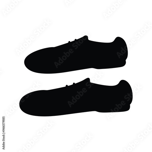 boat shoes vector silhouette icon, black and white illustration of footwear.