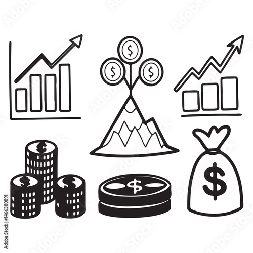 Investment line icons, such as economy, financial growth, profit and more. Vector illustration.