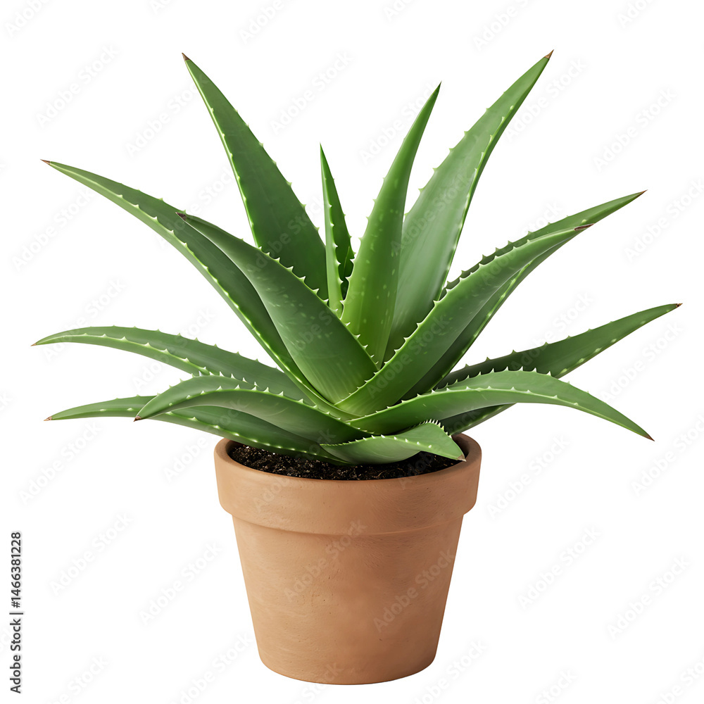 Fototapeta premium Close-Up of Aloe Vera Leaves in a Decorative Pot