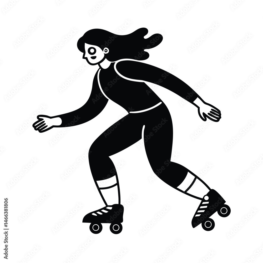 Obraz premium curvy teen learning rollerblading