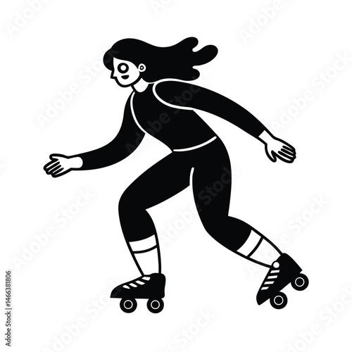 curvy teen learning rollerblading