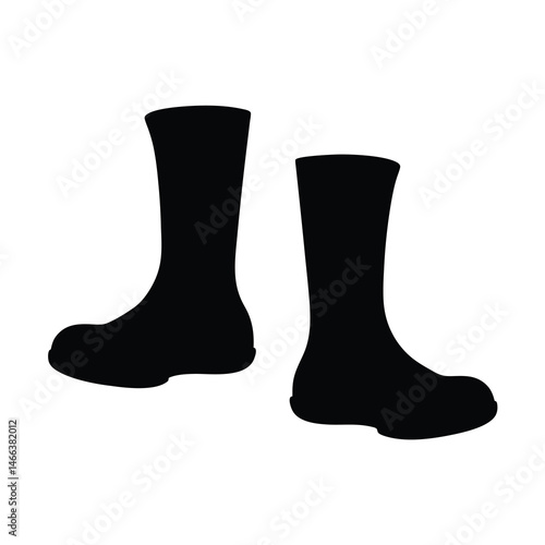 boots vector silhouette icon, black and white illustration of footwear.