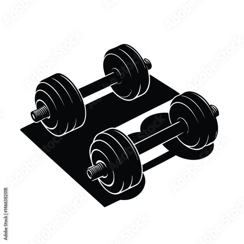 dumbbells gym floor shadows