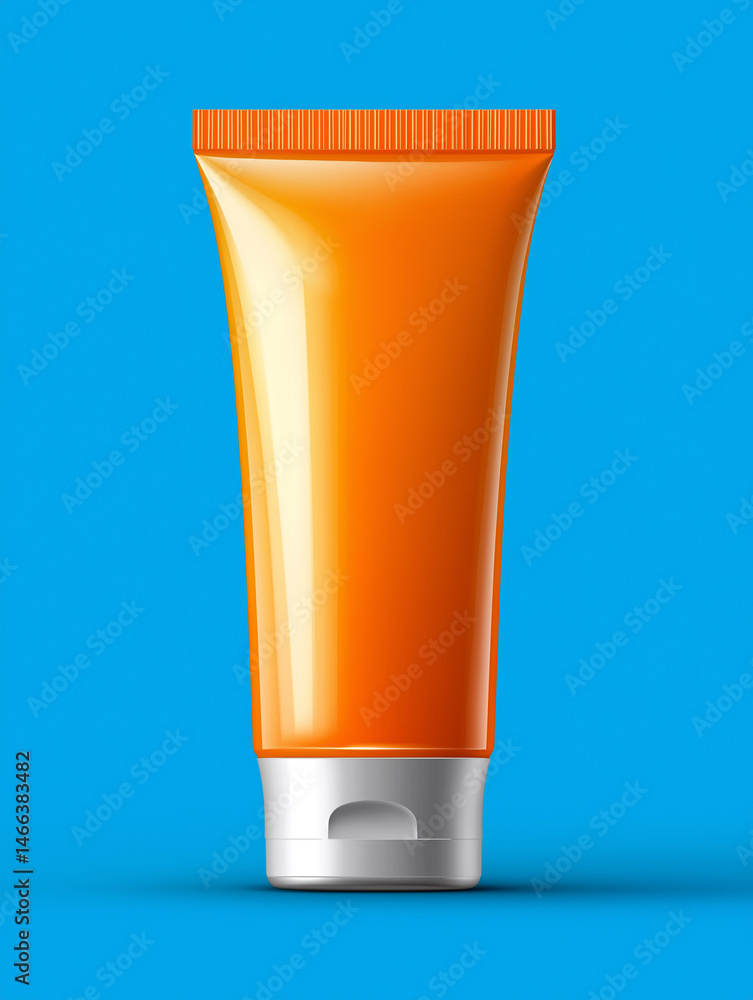 yellow tube of cream on a blue background yellow tube of cream on a blue background