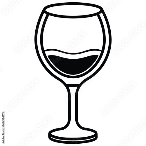 Black outline symbolizes a wine glass partially filled, evoking refined elegance and classic simplicity