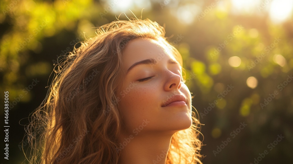 Relaxed woman enjoying nature's light