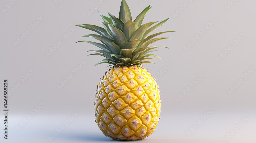 Closeup of single pineapple, minimalist and realistic style Closeup of single pineapple, minimalist and realistic style