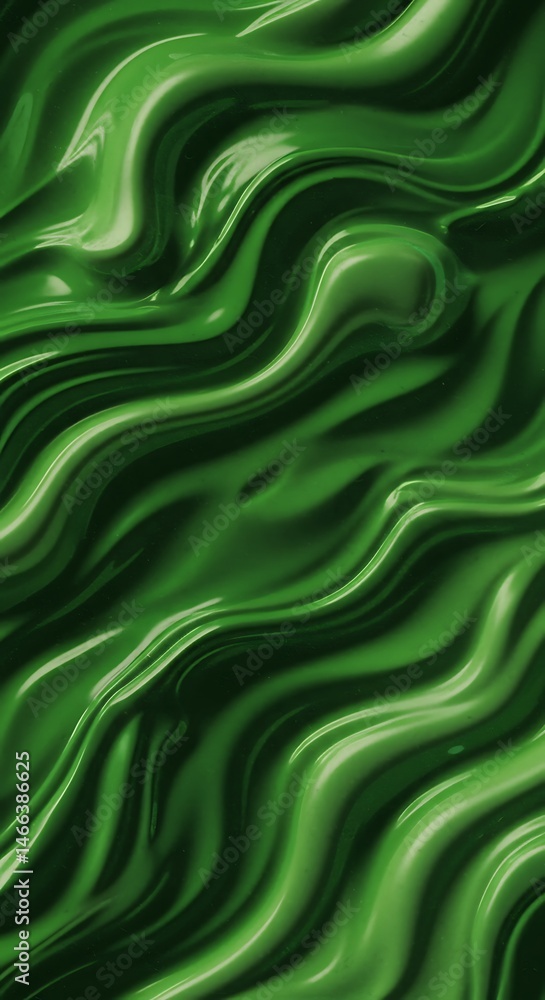 Obraz premium Emerald Liquid Dreams: 3D Render, Deep Green Texture