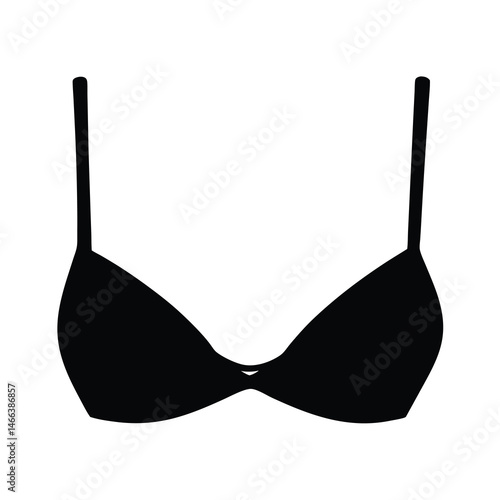 bra vector silhouette icon, black and white illustration of clothing.