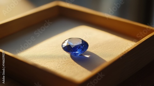 Obraz na płótnie Brilliant blue gem in a wooden box w salonie