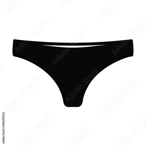 briefs vector silhouette icon, black and white illustration of clothing.