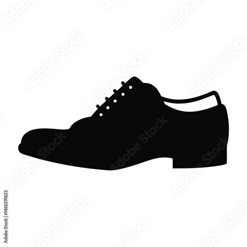 brogues vector silhouette icon, black and white illustration of footwear.