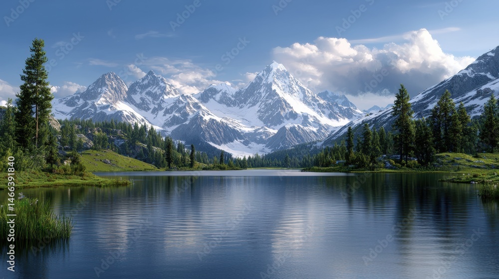 a lake surrounded by mountains and trees