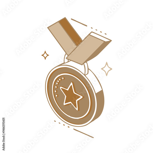Bronze Medal Icon - Medal Achievement Icon for Gamification Interfaces, Success Recognition and Award Systems - Effective for Educational Apps, Corporate Recognition Programs and Competitions