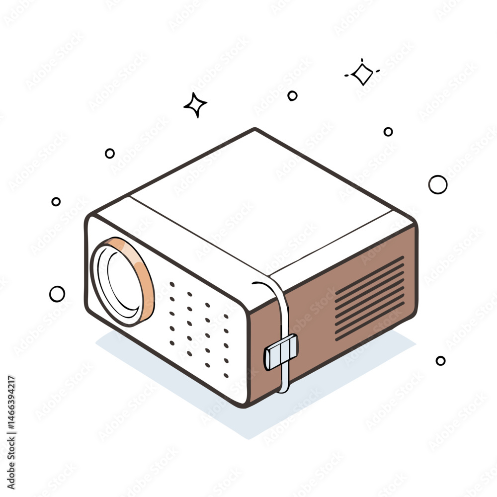 Fototapeta premium Compact Projector - Modern Projector Icon for Technology Blogs, AV Equipment Websites, Office Supply Catalogs, Conference Room Design and Educational Materials