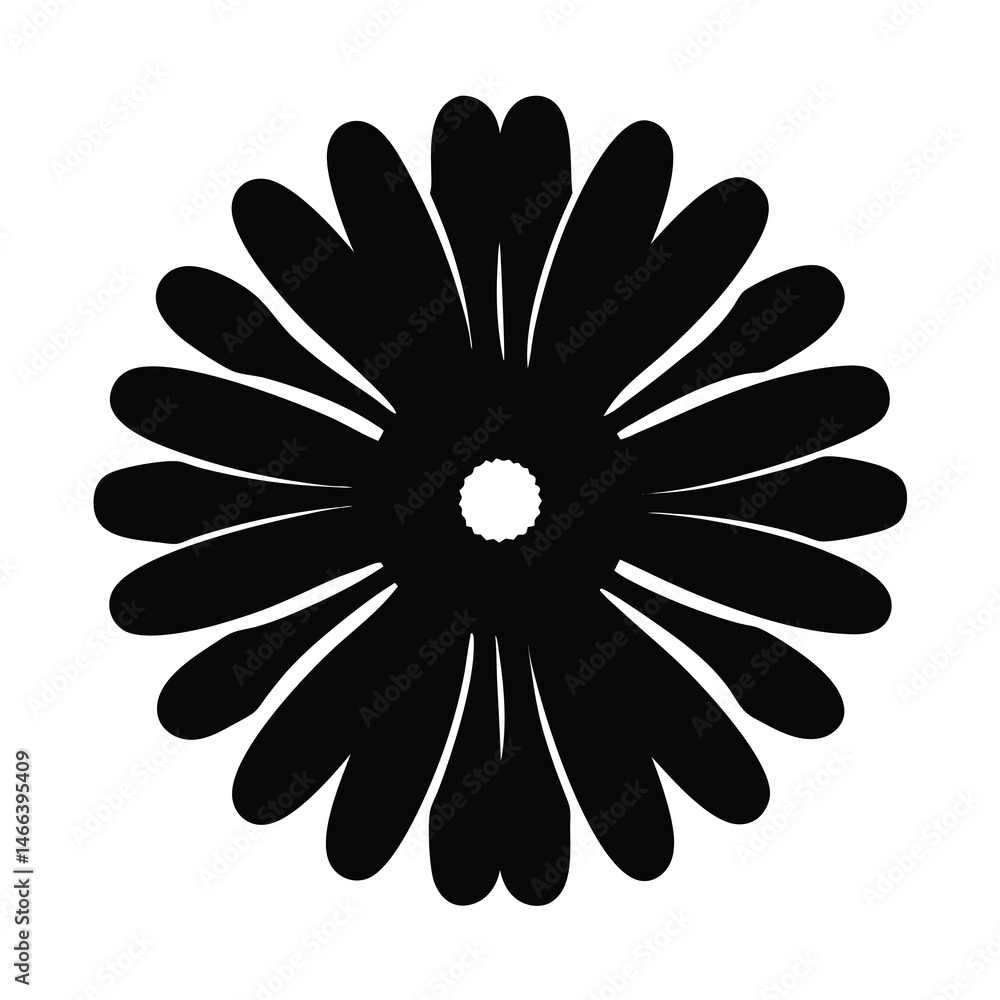 Fototapeta premium Black and white illustration of calendula , flower silhouette vector designs.