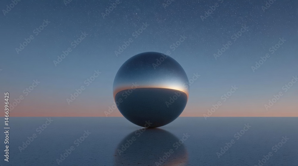 3d rendering of a spherical object in the middle of a vast body of water. the object appears to be a sphere or a sphere, with a smooth surface and a shiny surface. 3d rendering of a spherical object in the middle of a vast body of water. the object appears to be a sphere or a sphere, with a smooth surface and a shiny surface.