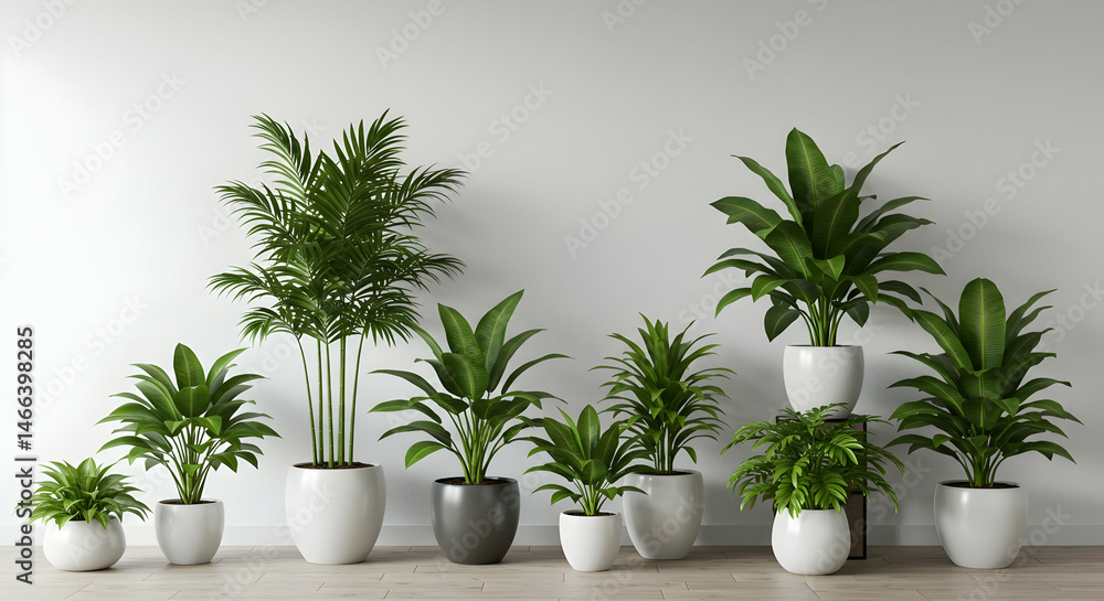 Obraz premium Indoor Plants Collection Modern Home Decor Greenery Botanical Variety Potted Plants