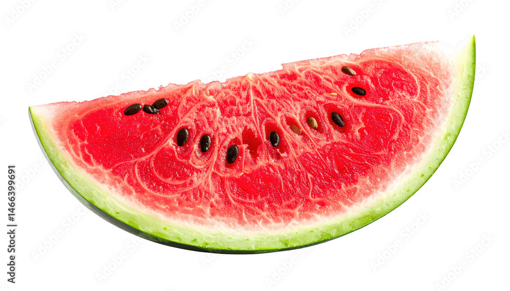 Closeup of a vibrant red watermelon slice, summer treat juicy Closeup of a vibrant red watermelon slice, summer treat juicy