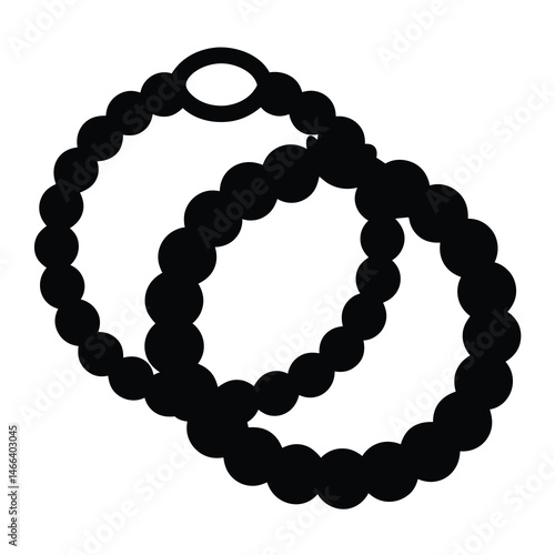 charm bracelets vector silhouette icon, black and white illustration of footwear.