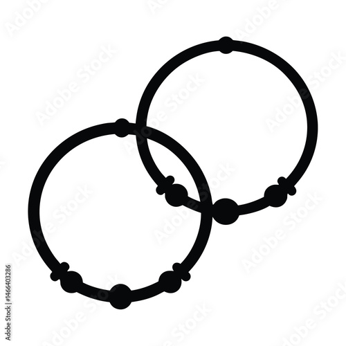 charm bracelets vector silhouette icon, black and white illustration of footwear.