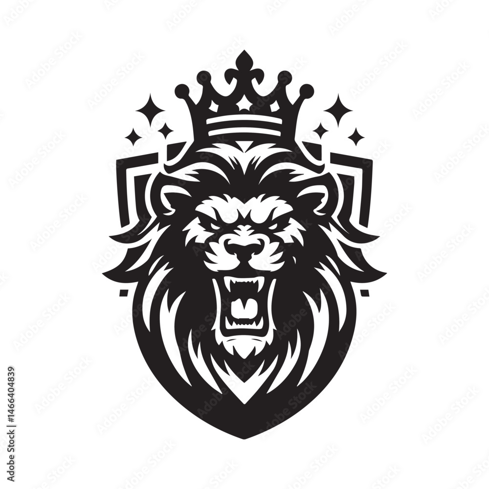 Obraz premium Lion Mascot Logo – Powerful Roaring Beast Head for Sports, Gaming, and Brand Identity Design