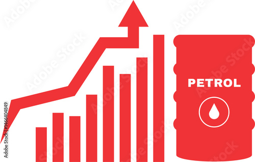 Rising Petrol Prices Illustrated with Red Graph and Oil Barrel