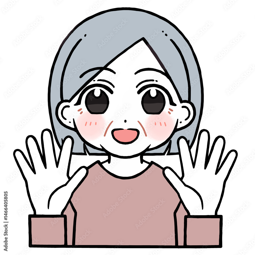 Obraz premium 10を出す老人女性のイラスト