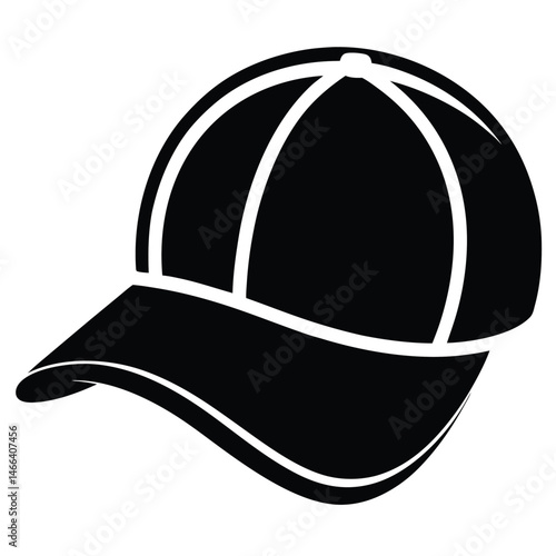 Simplified features a solid black baseball cap with white accents as the focus