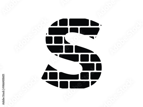 letter S brick wall symbol icon design vector isolated transparent background