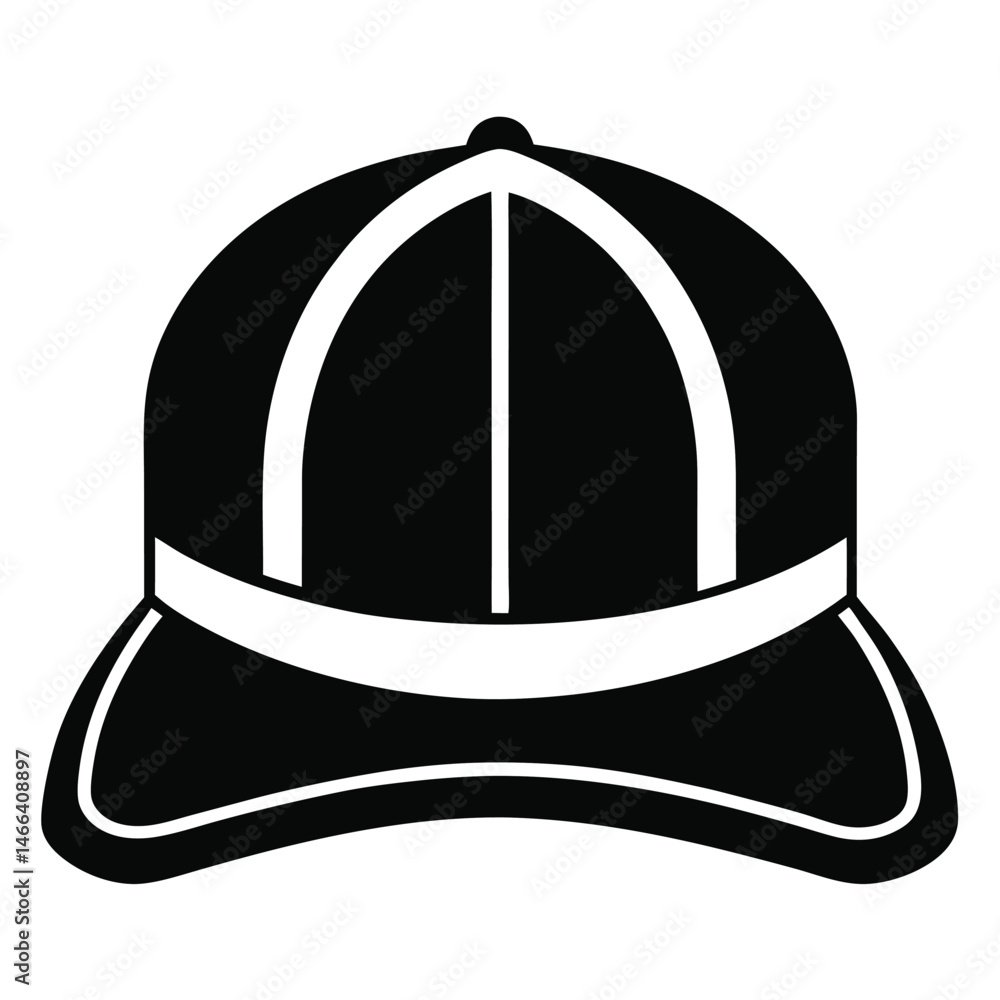 Naklejka premium Silhouette of a cap with white accents provides a simple yet striking monochrome image